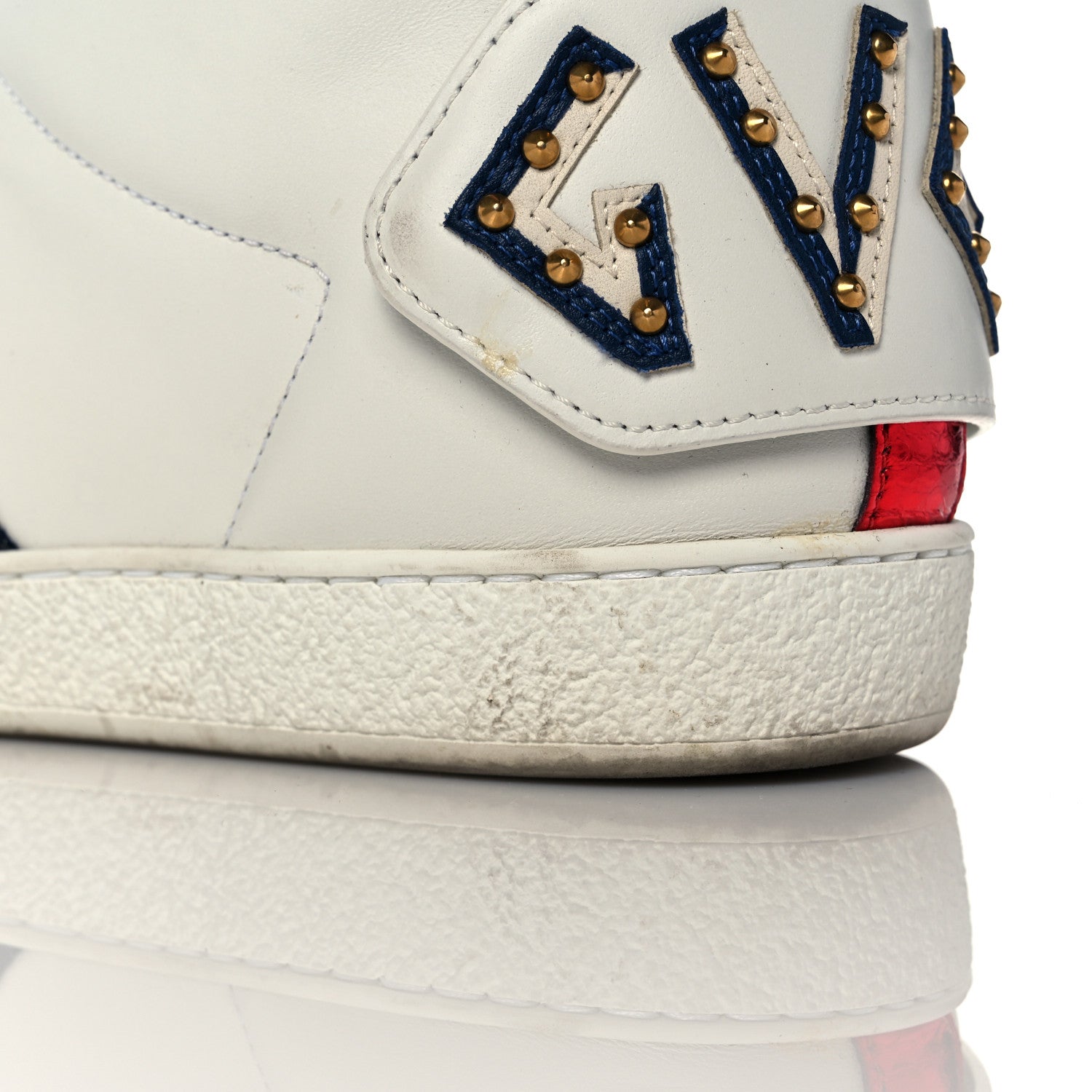 Gucci Calfskin Ayers Embroidered Web Mens Ace Removable Patches High Top Sneakers 7.5 White 14 of 14