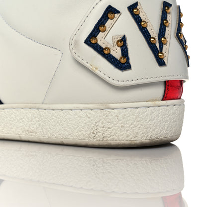 Gucci Calfskin Ayers Embroidered Web Mens Ace Removable Patches High Top Sneakers 7.5 White 14 of 14