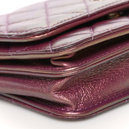 Chanel Iridescent Lambskin Quilted Mini Wallet On Chain WOC Purple 9 of 10