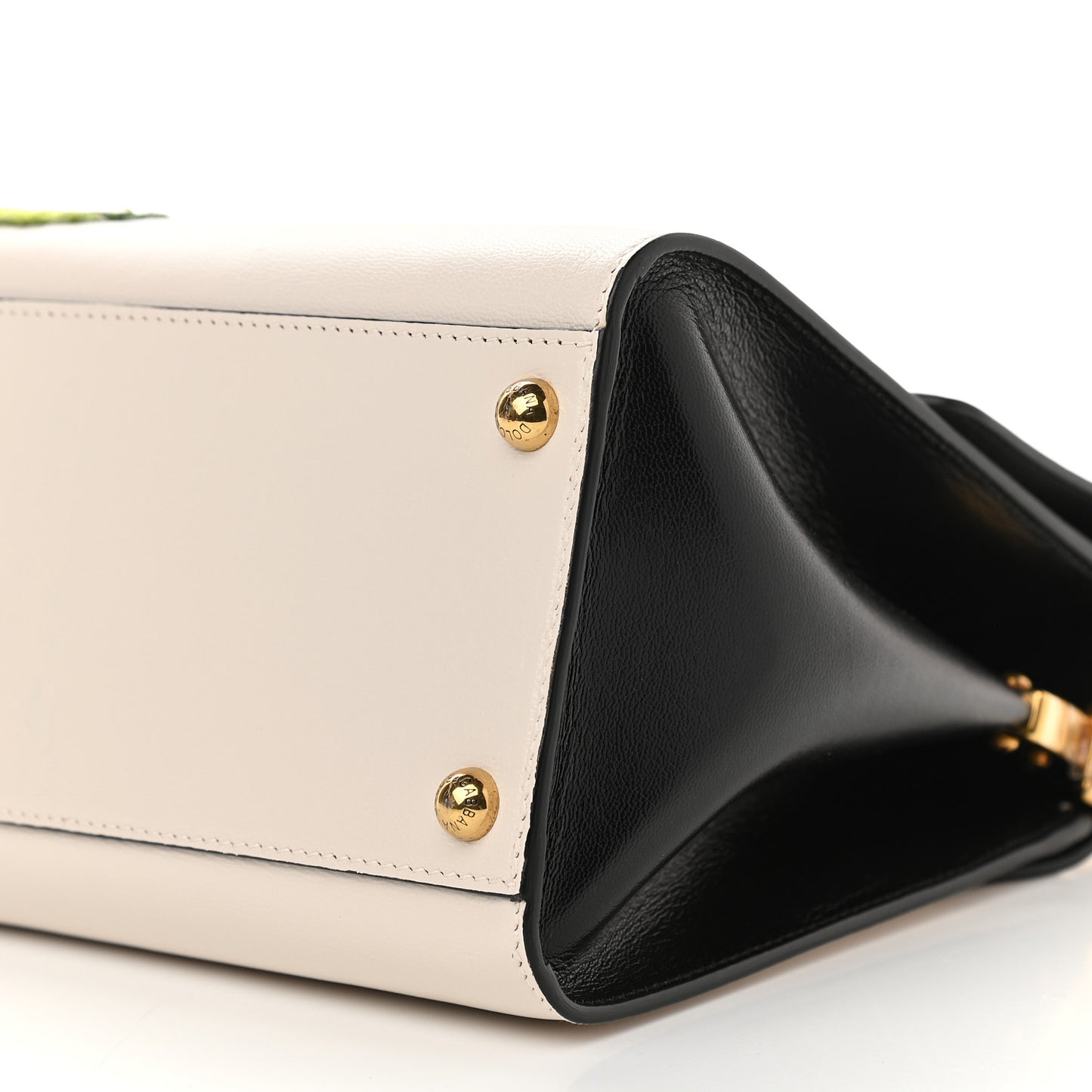 Calfskin Embroidered Welcome Satchel White