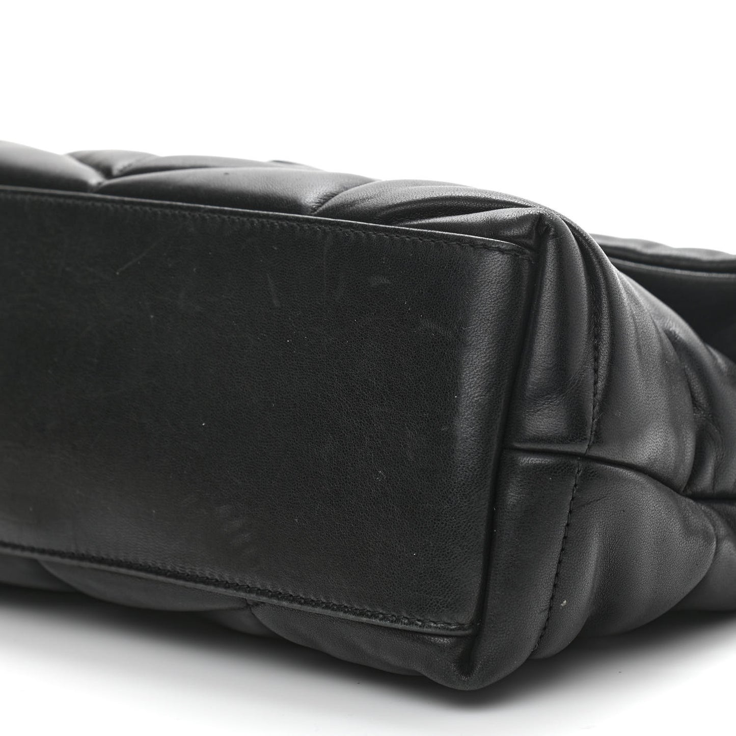 Lambskin Quilted Small Loulou Puffer Monogram Chain Satchel Black