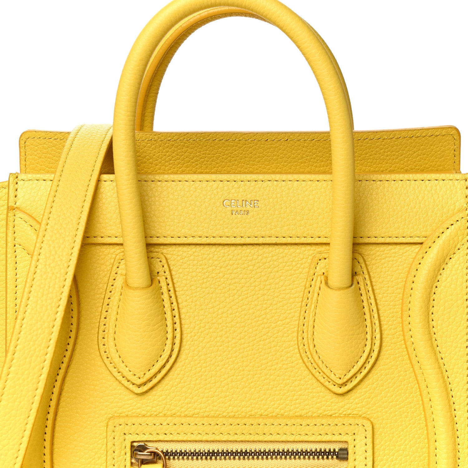 Celine Drummed Calfskin Nano Luggage Citron 8 of 12