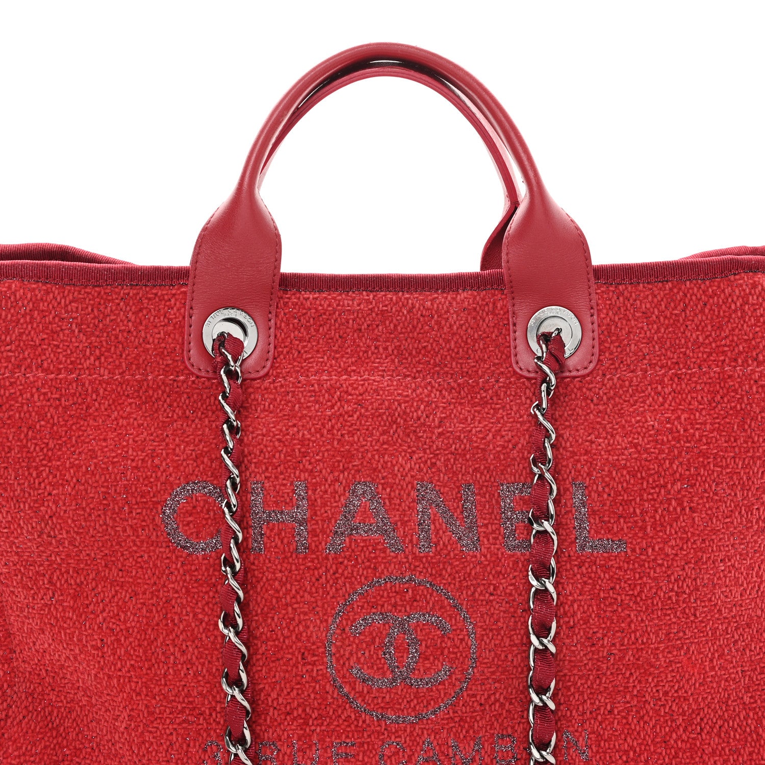Chanel Lurex Boucle Medium Deauville Tote Red 8 of 11