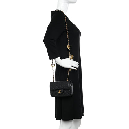 Chanel Lambskin Quilted Mini Heart Charms Flap Black 2 of 10
