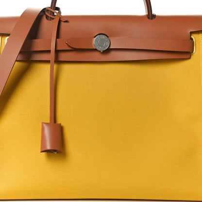 Hermes Vache Hunter Toile Officier Herbag Zip PM 31 PM Natural Jaune De Naples 7 of 12