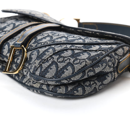 Christian Dior Monogram Double Saddle Bag Navy Blue 7 of 11