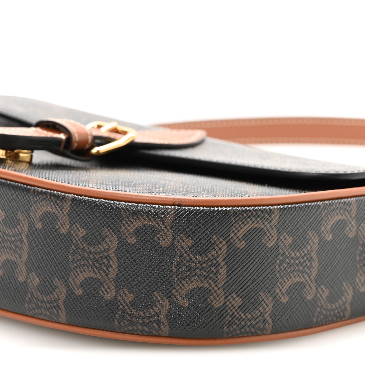 Celine Triomphe Canvas Folco Shoulder Bag Tan Tan 11 of 12