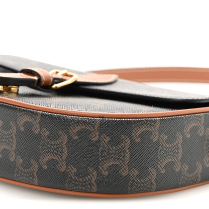 Celine Triomphe Canvas Folco Shoulder Bag Tan Tan 11 of 12