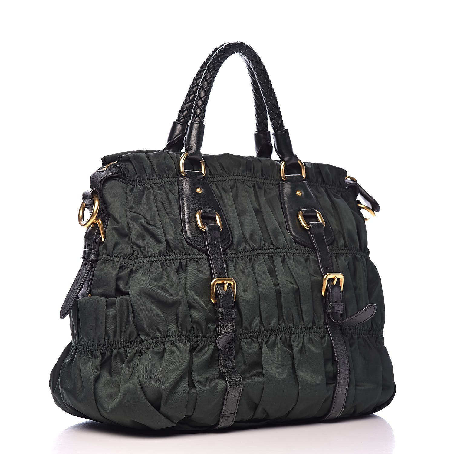 Prada Tessuto Nylon Dressy Gaufre Tote Military Green 3 of 14