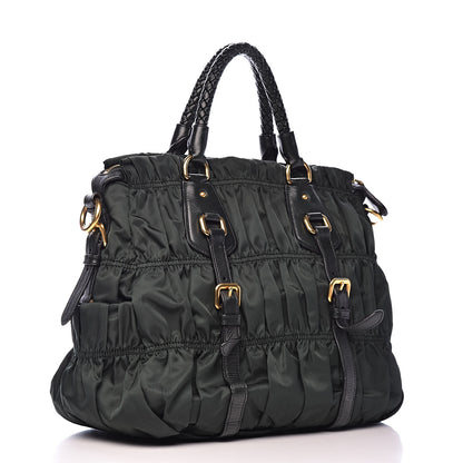 Prada Tessuto Nylon Dressy Gaufre Tote Military Green 3 of 14