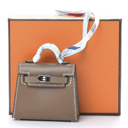 Hermes Tadelakt Mini Kelly Twilly Bag Charm Etoupe 6 of 6