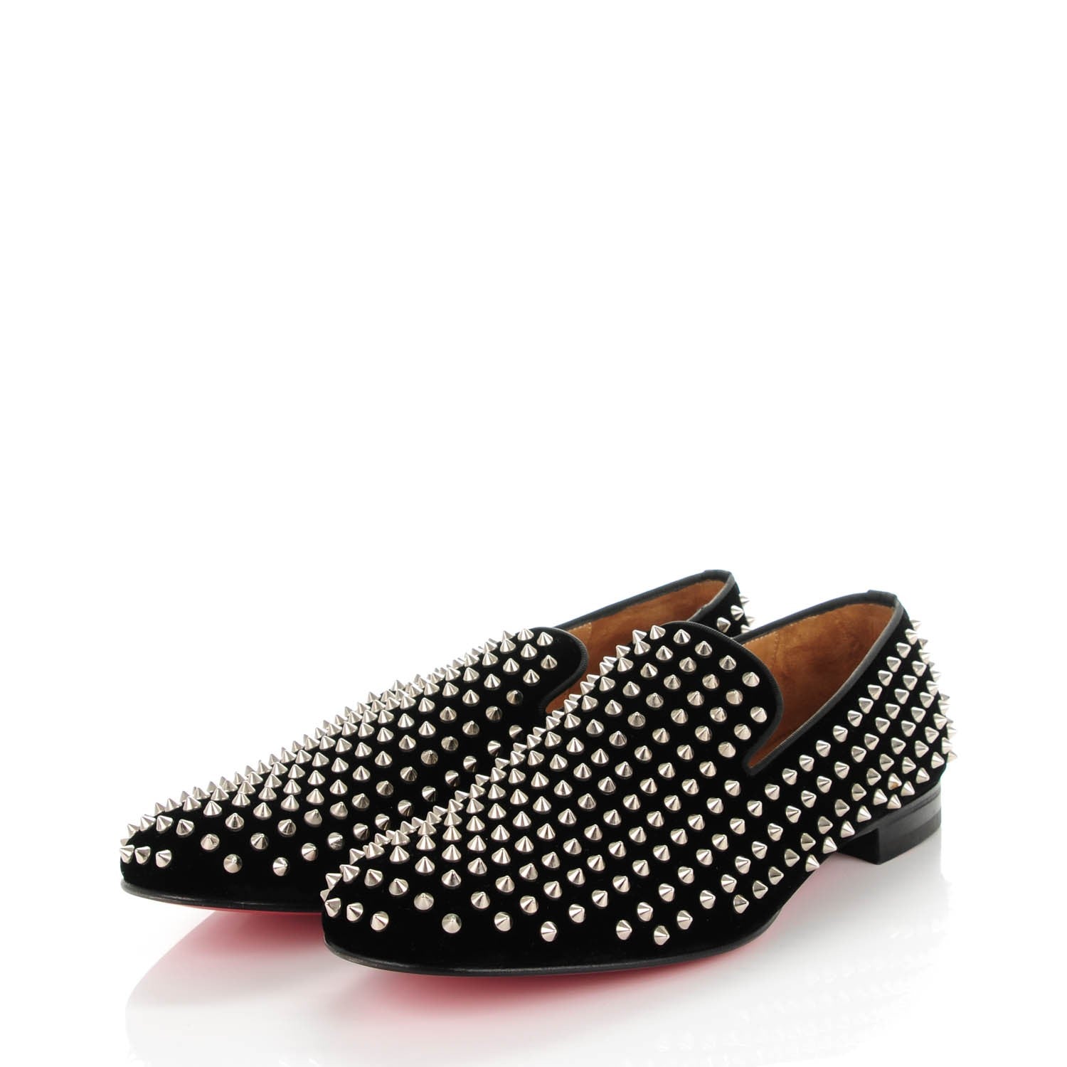 Christian Louboutin Mens Veau Velours Dandelion Spikes Flat Loafers 46.5 Black 3 of 9