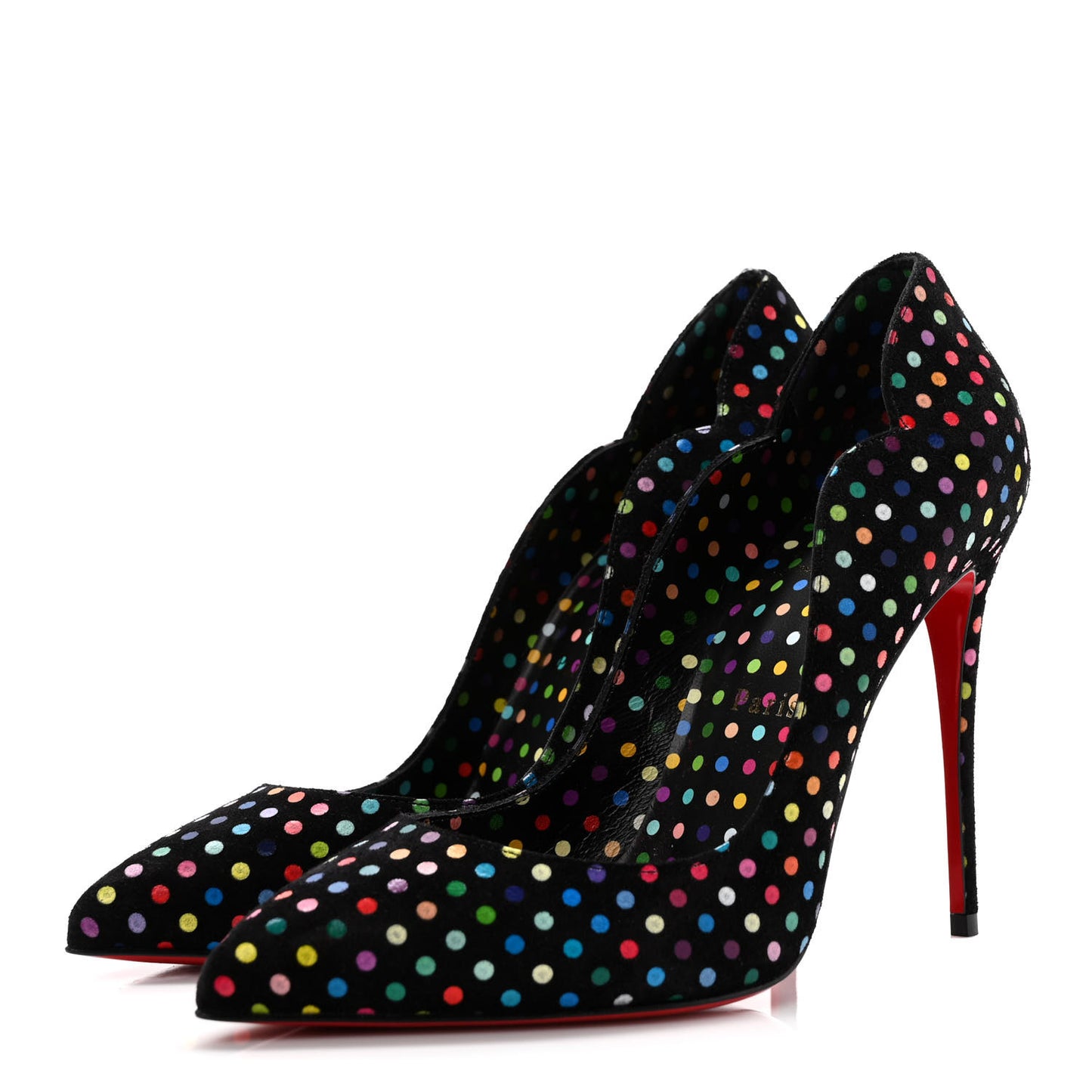 Suede Polka Dot Hot Chick 100 Pumps 38.5 Black Multicolor