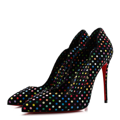 Christian Louboutin Suede Polka Dot Hot Chick 100 Pumps 38.5 Black Multicolor 3 of 8