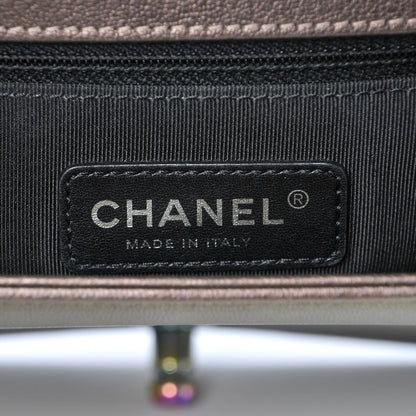Chanel Iridescent Goatskin Quilted New Medium Boy Flap Dark Gold 6 of 7