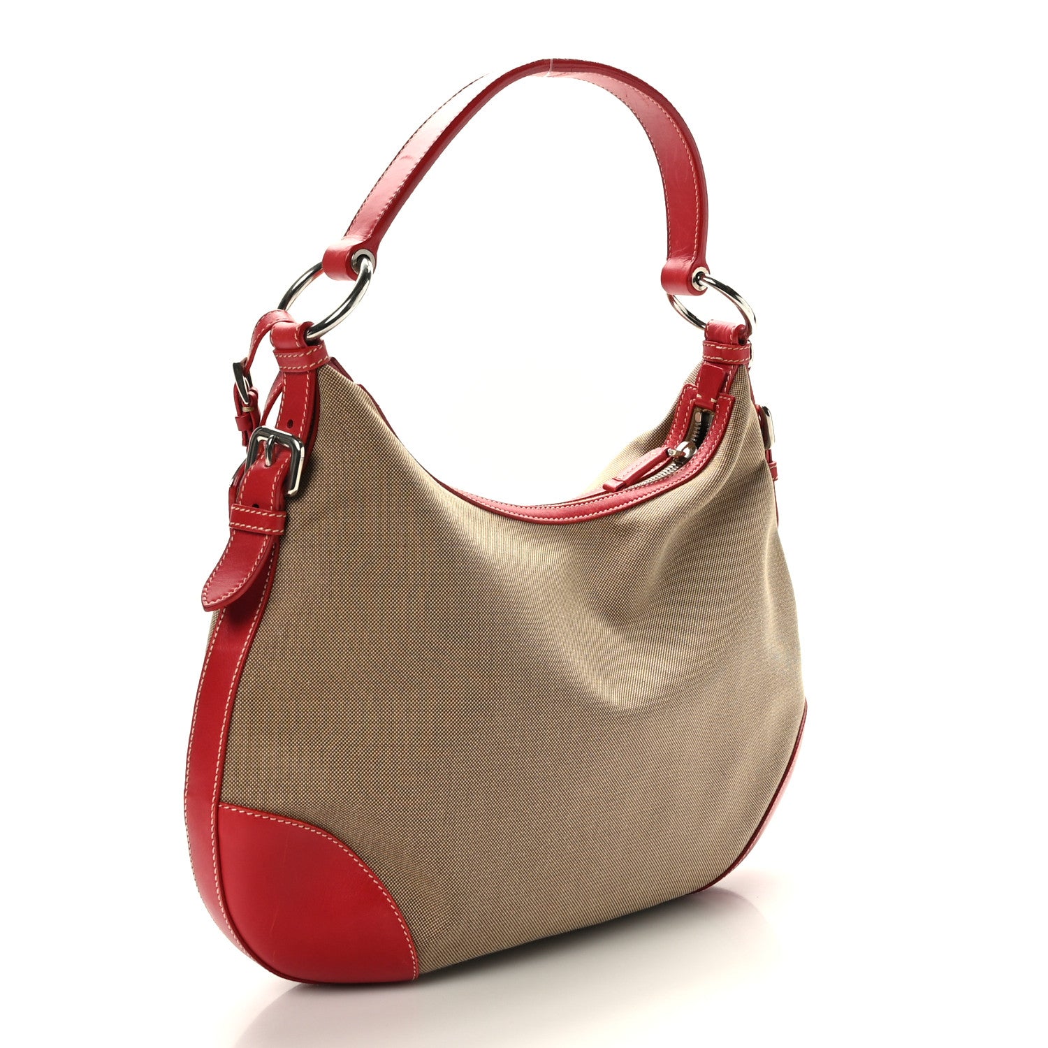 Prada Jacquard Logo Hobo Corda Rosso 2 of 7