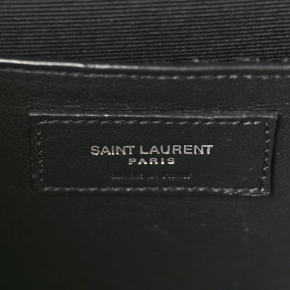 Saint Laurent Grain De Poudre Textured Mixed Matelasse Triquilt Medium Monogram Satchel Black 6 of 9
