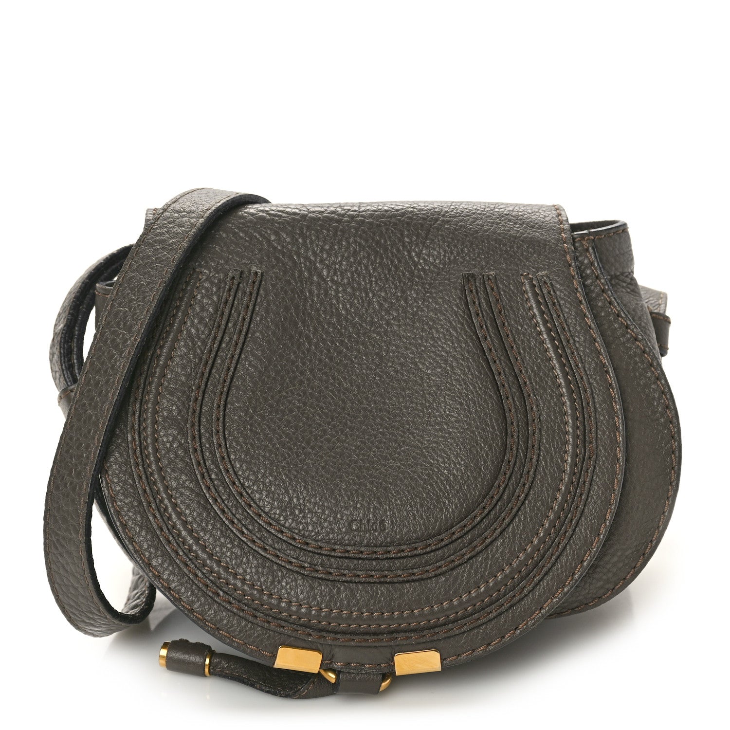 Chloe Grained Calfskin Small Marcie Saddle Bag Brown 1 of 12