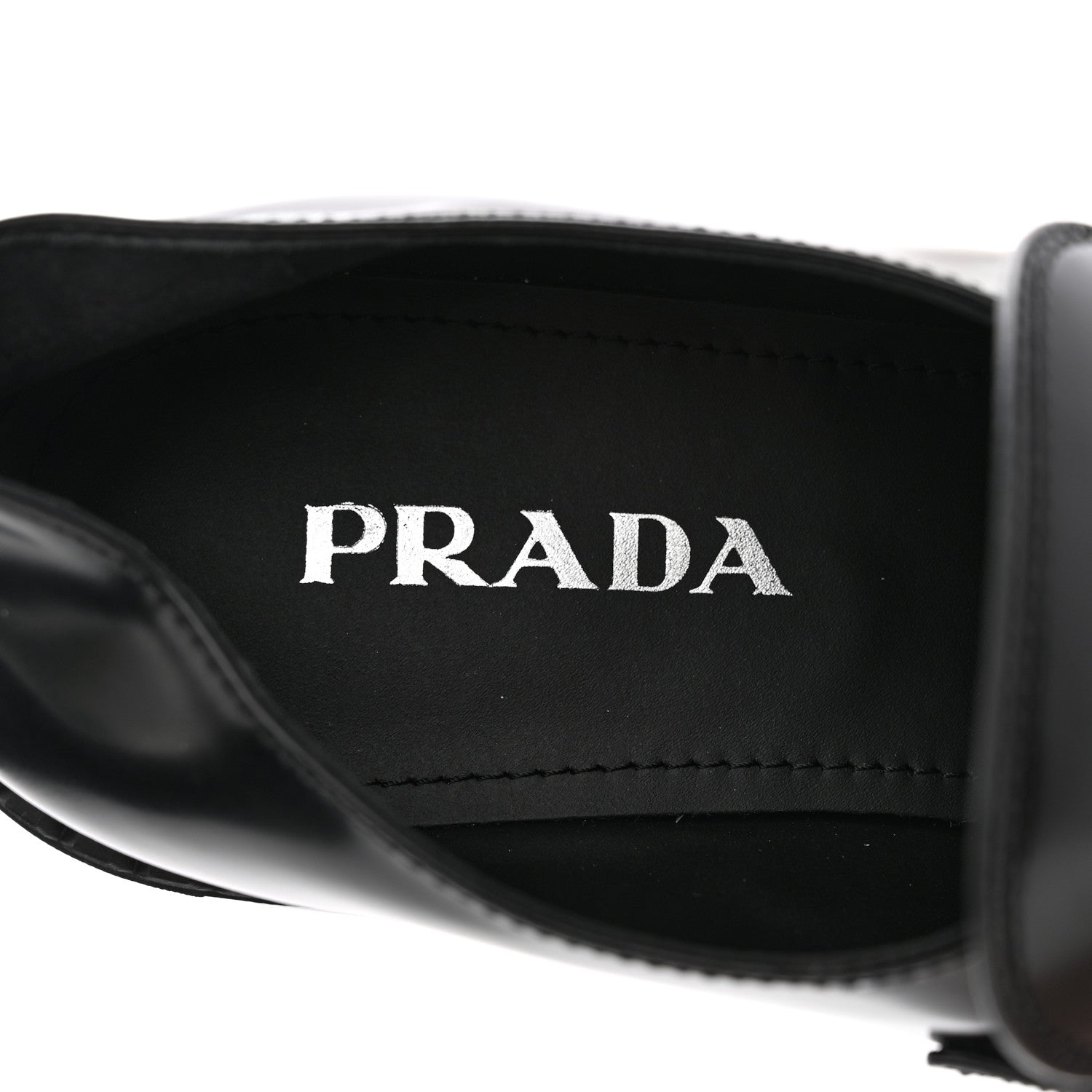 Prada Spazzolato Metal Triangle Logo 50mm Loafers 40 Black 7 of 18