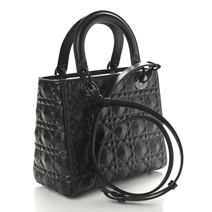 Christian Dior Calfskin Cannage Diamond Cannage Medium Lady Dior Black 3 of 13