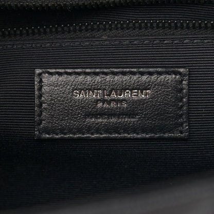Saint Laurent Grain De Poudre Textured Mixed Matelasse Large Triquilt Monogram Monochrome Satchel Black 6 of 11