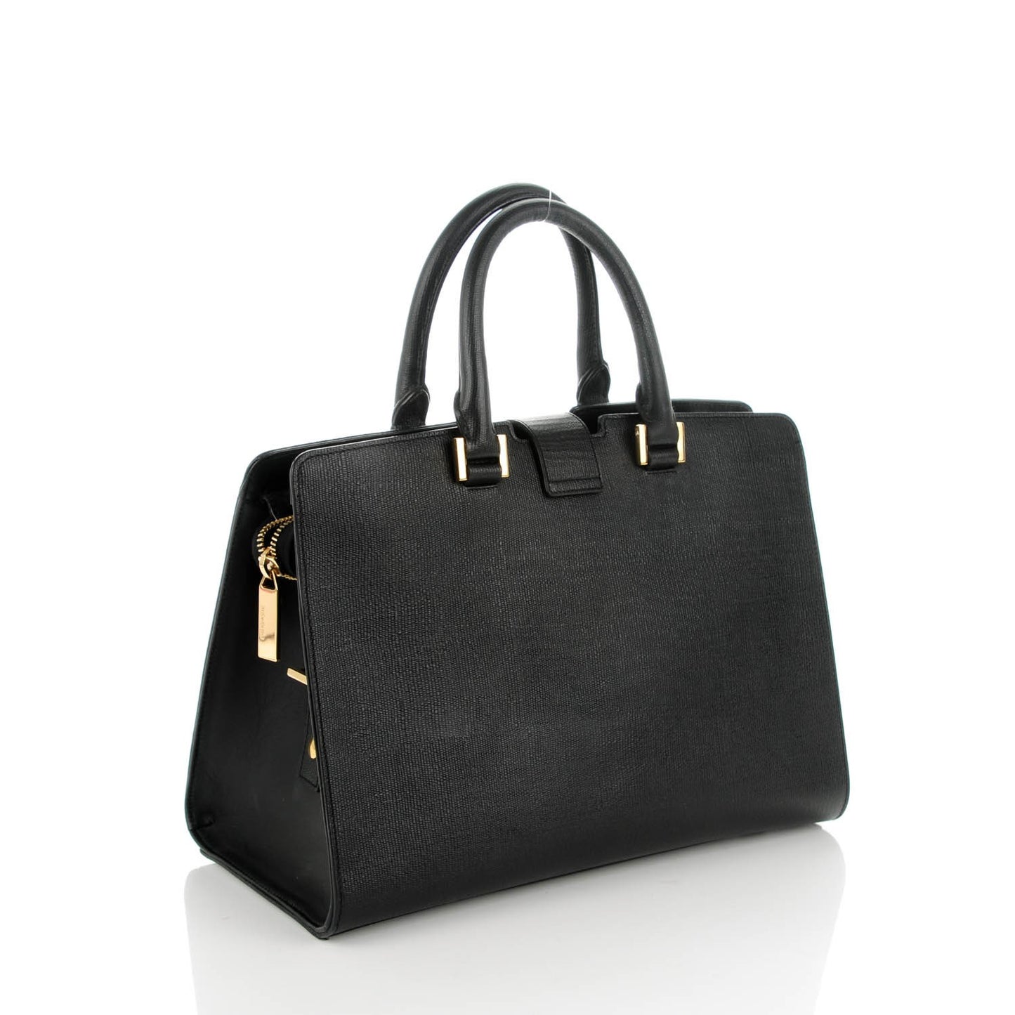 Textured Calfskin Small Classic Y Cabas Black