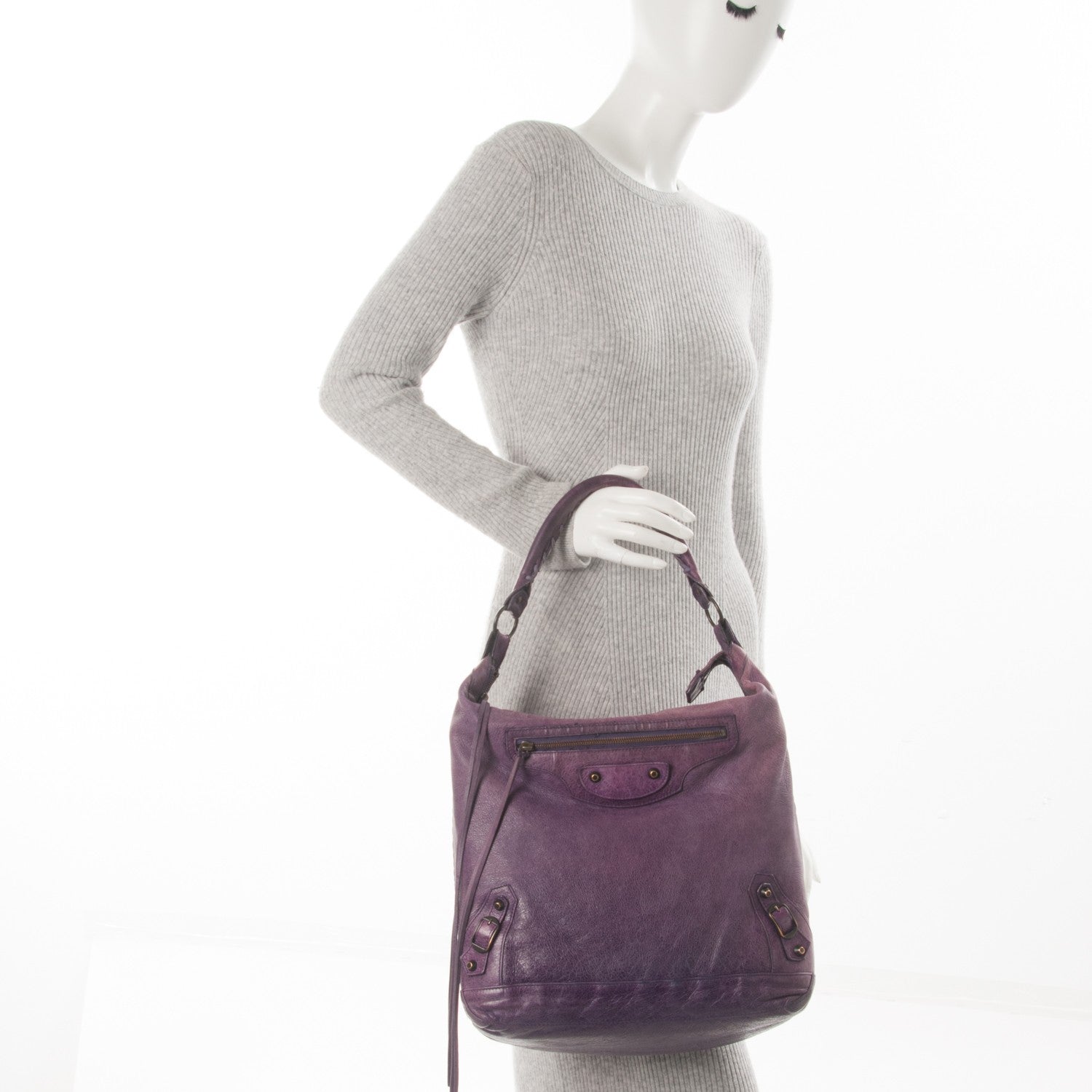 Balenciaga Agneau Classic Hardware Day Hobo Raisin 2 of 12