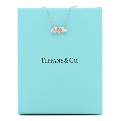 Tiffany Platinum 18K Yellow Gold Diamond Spessartine Paper Flowers Firefly Pendant Necklace 5 of 5
