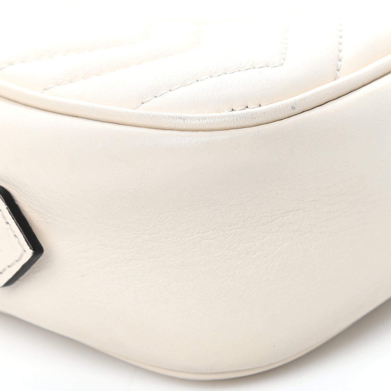 Gucci Calfskin Matelasse Mini GG Marmont Chain Shoulder Bag White 10 of 12