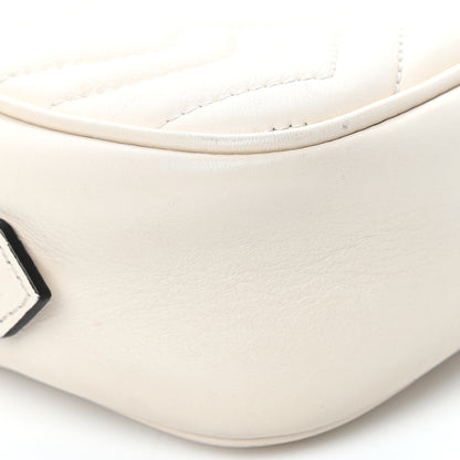 Gucci Calfskin Matelasse Mini GG Marmont Chain Shoulder Bag White 10 of 12
