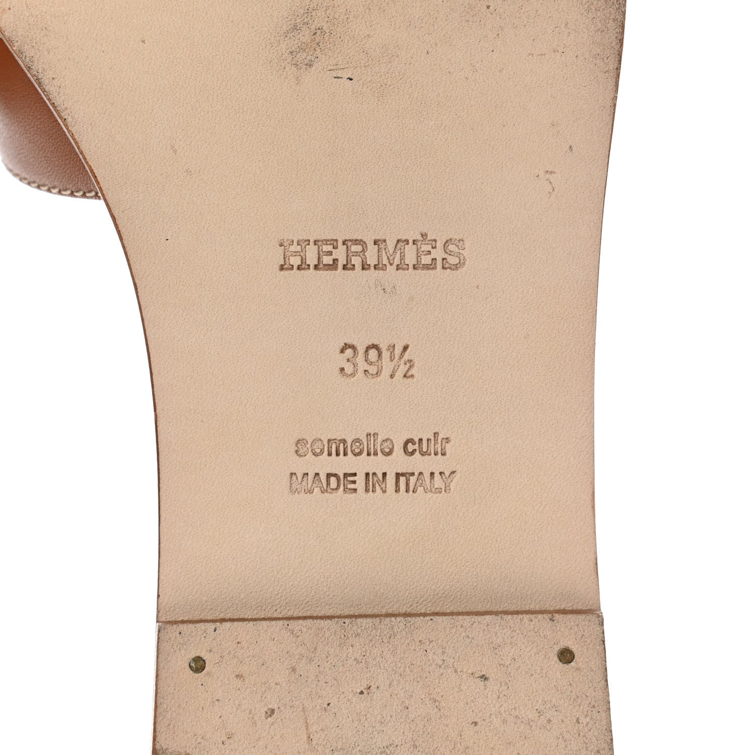 Hermes Box Calfskin Oran Sandals 39.5 Gold 6 of 11
