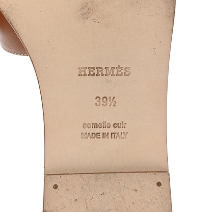 Hermes Box Calfskin Oran Sandals 39.5 Gold 6 of 11