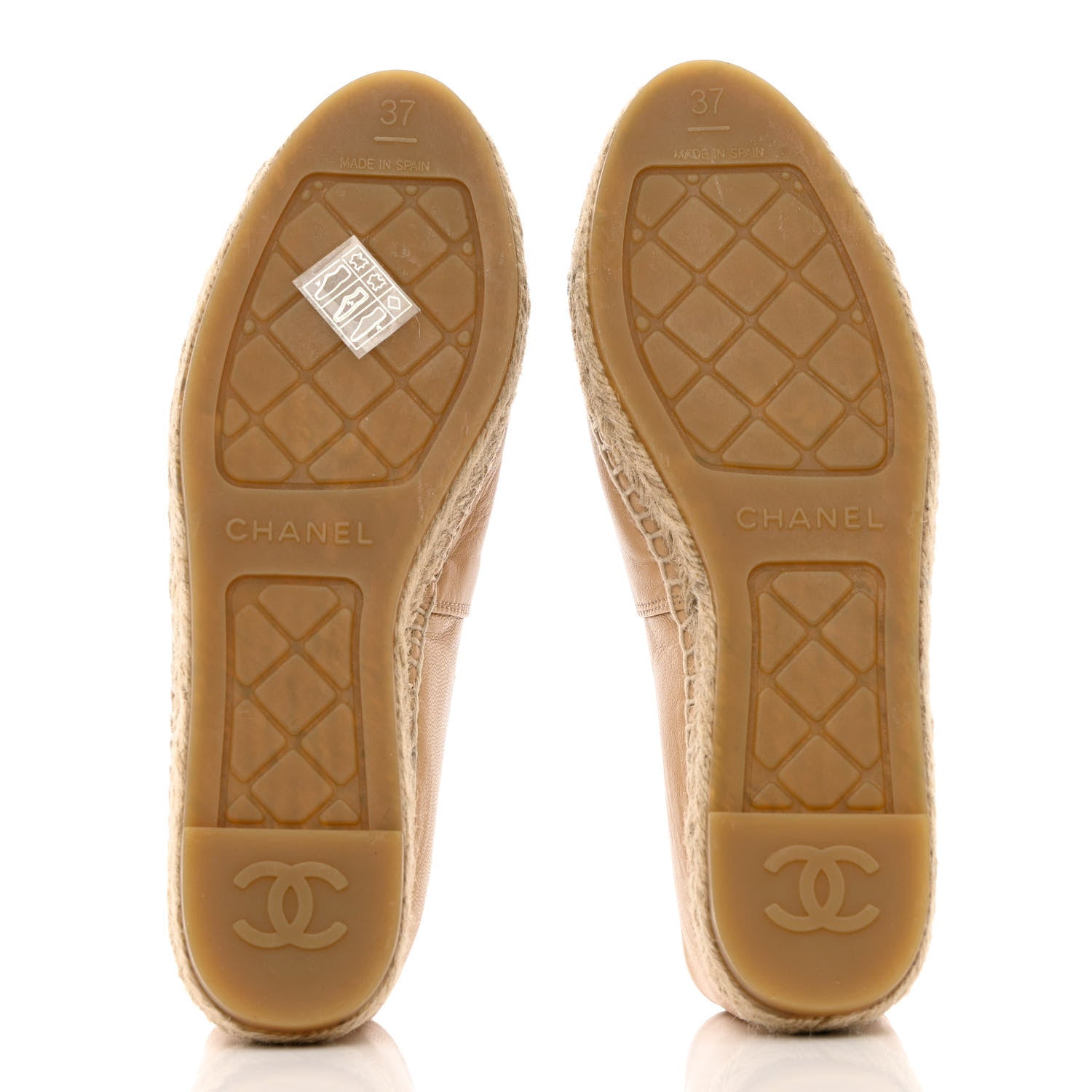 Chanel Lambskin CC Espadrilles 37 Beige Black 5 of 14