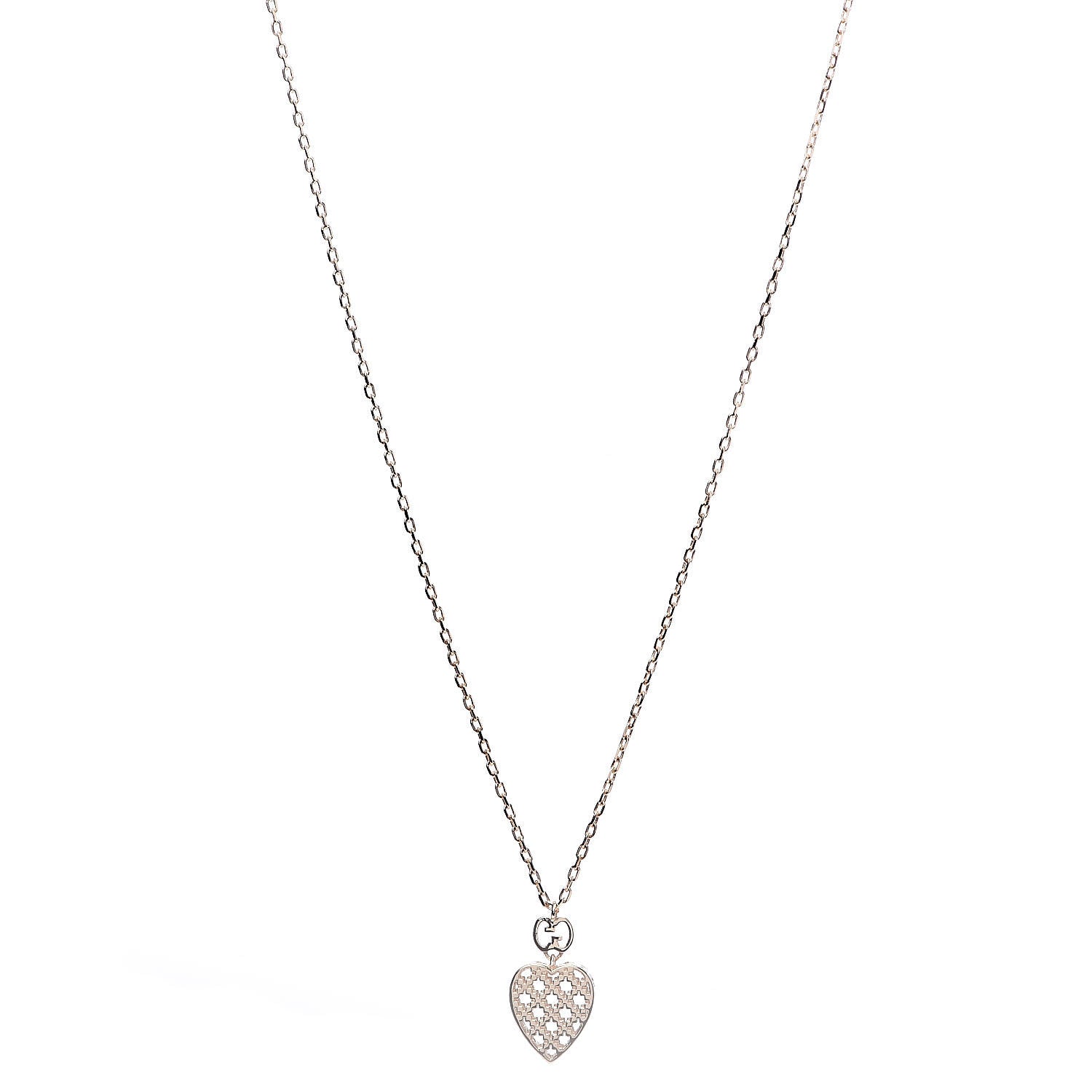 Gucci 18K Yellow Gold Diamantissima Heart Pendant Necklace 1 of 6