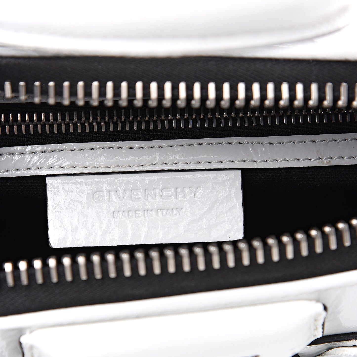 Crinkled Patent Calfskin Mini Antigona White