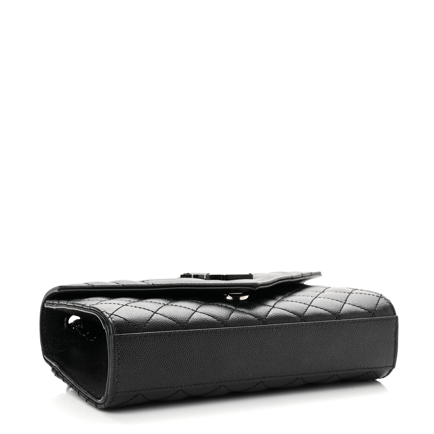 Saint Laurent Grain De Poudre Textured Mixed Matelasse Triquilt Small Monogram Monochrome Satchel Black 4 of 10