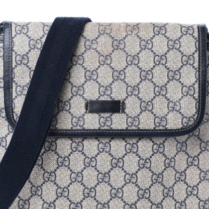 Gucci GG Plus Monogram Sellieria Calfskin Small Flap Messenger Bag Beige Blue 7 of 9