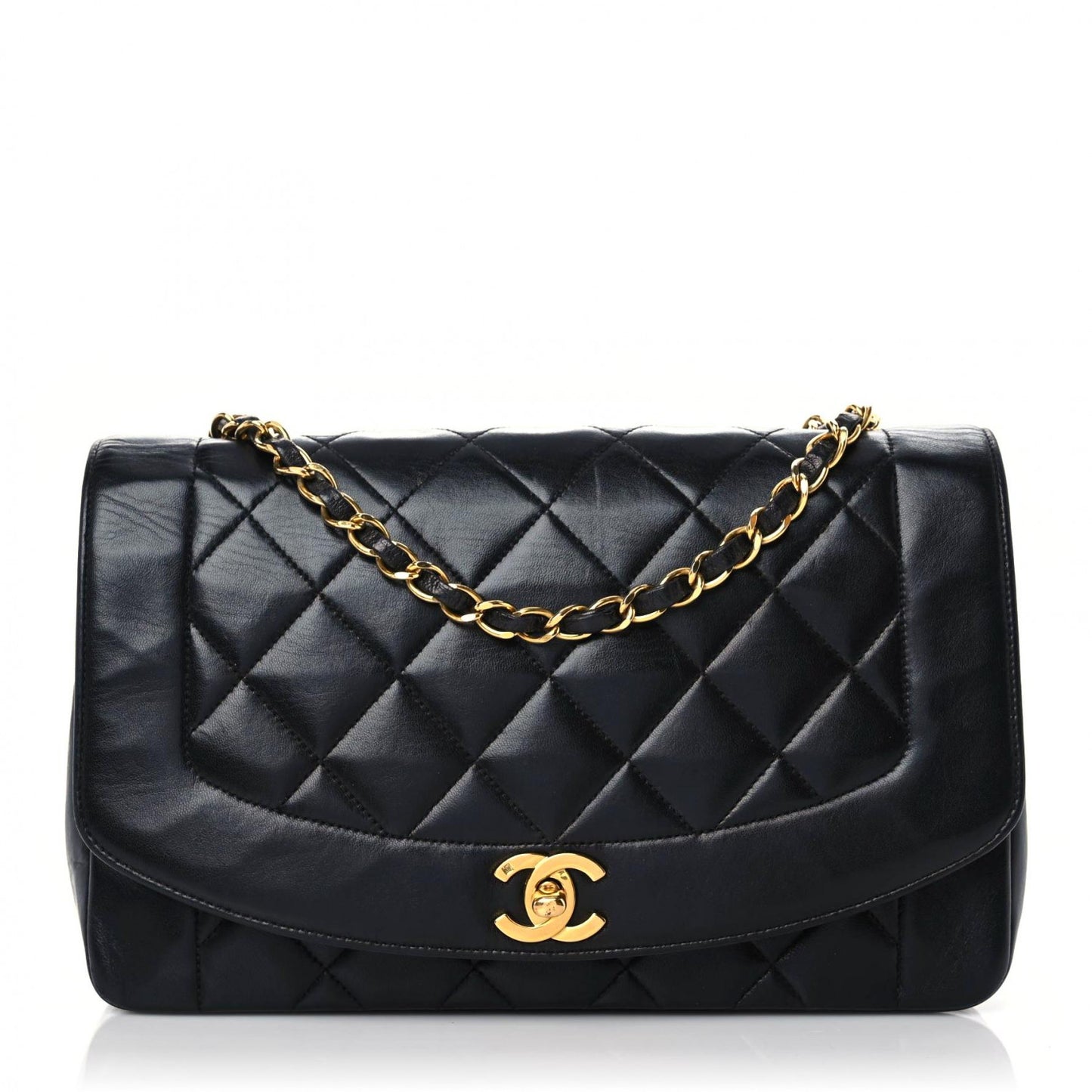 Lambskin Quilted Medium Single Flap Black