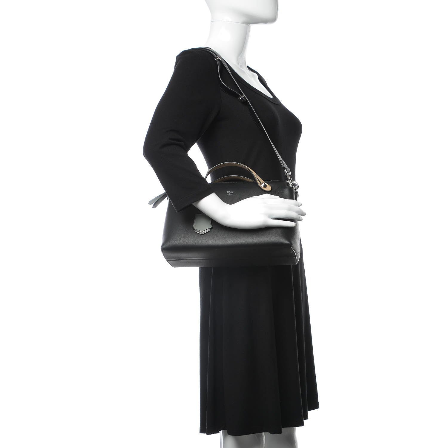 Fendi Vitello Dolce 4 Color Medium By The Way Boston Bag Black Alga Multicolor 1 of 6