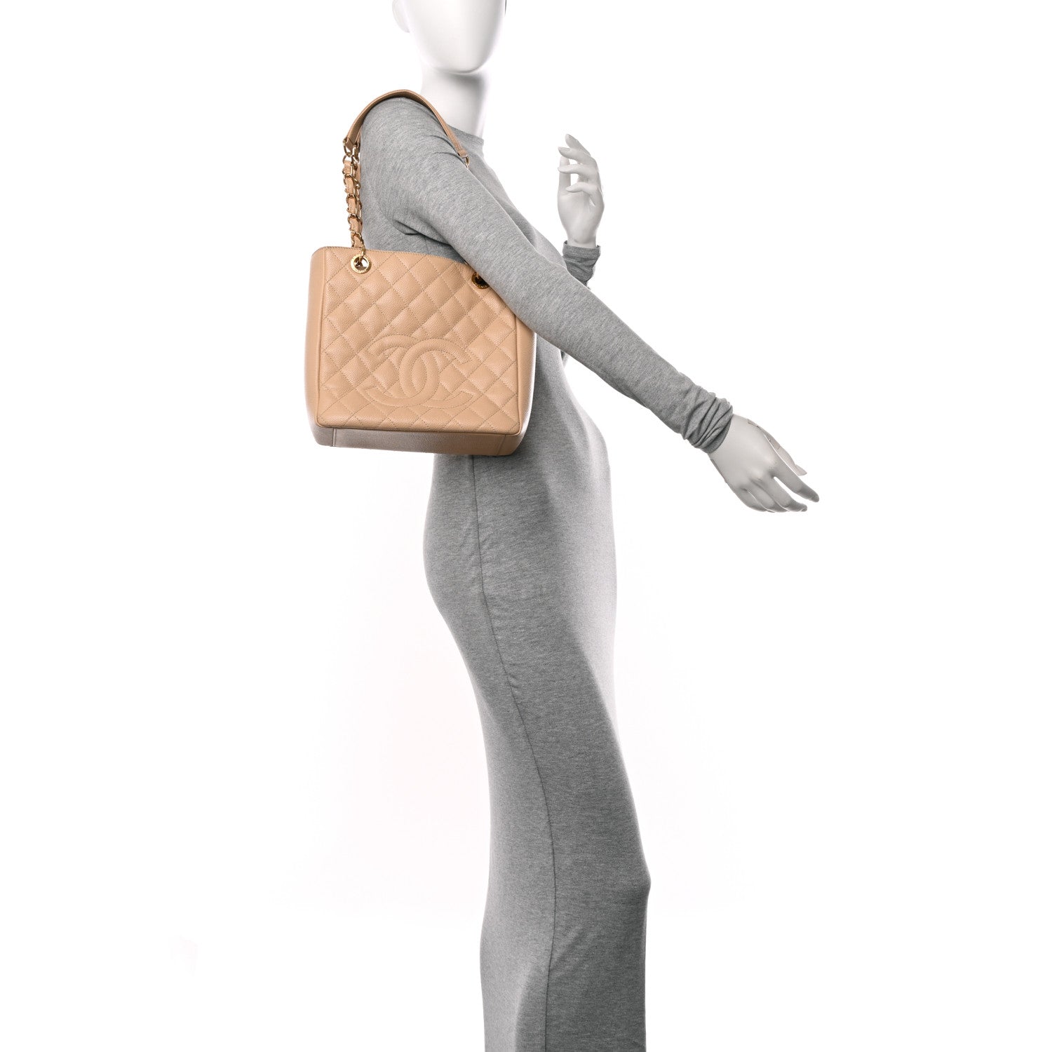 Chanel Caviar Quilted Petit Shopping Tote PST Beige Clair 2 of 16