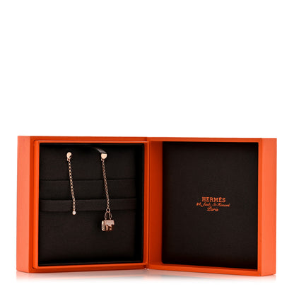 Hermes 18K Rose Gold Diamond Constance Amulettes Drop Earrings 6 of 6