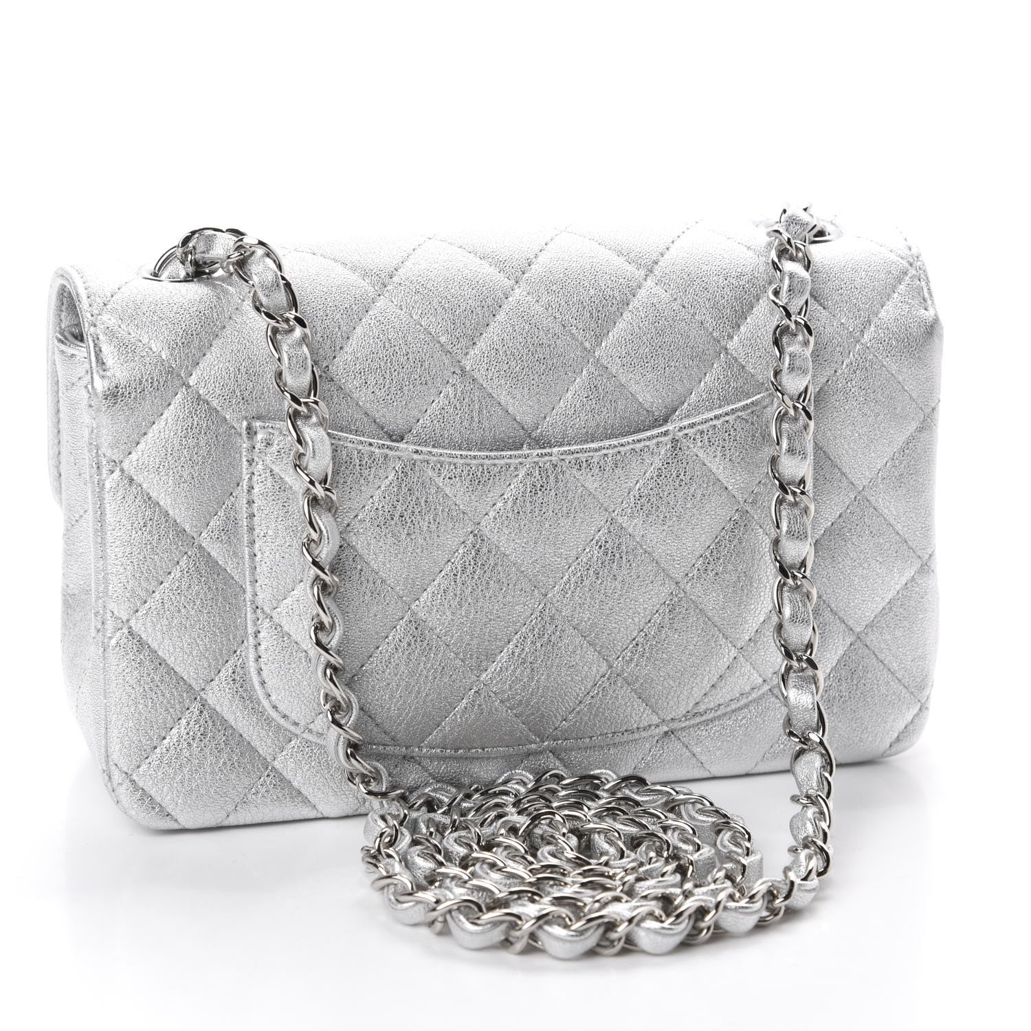 Chanel Metallic Lambskin Quilted Mini Rectangular Flap Silver 2 of 10