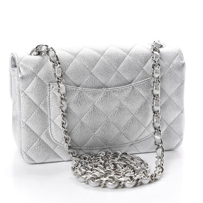 Chanel Metallic Lambskin Quilted Mini Rectangular Flap Silver 2 of 10