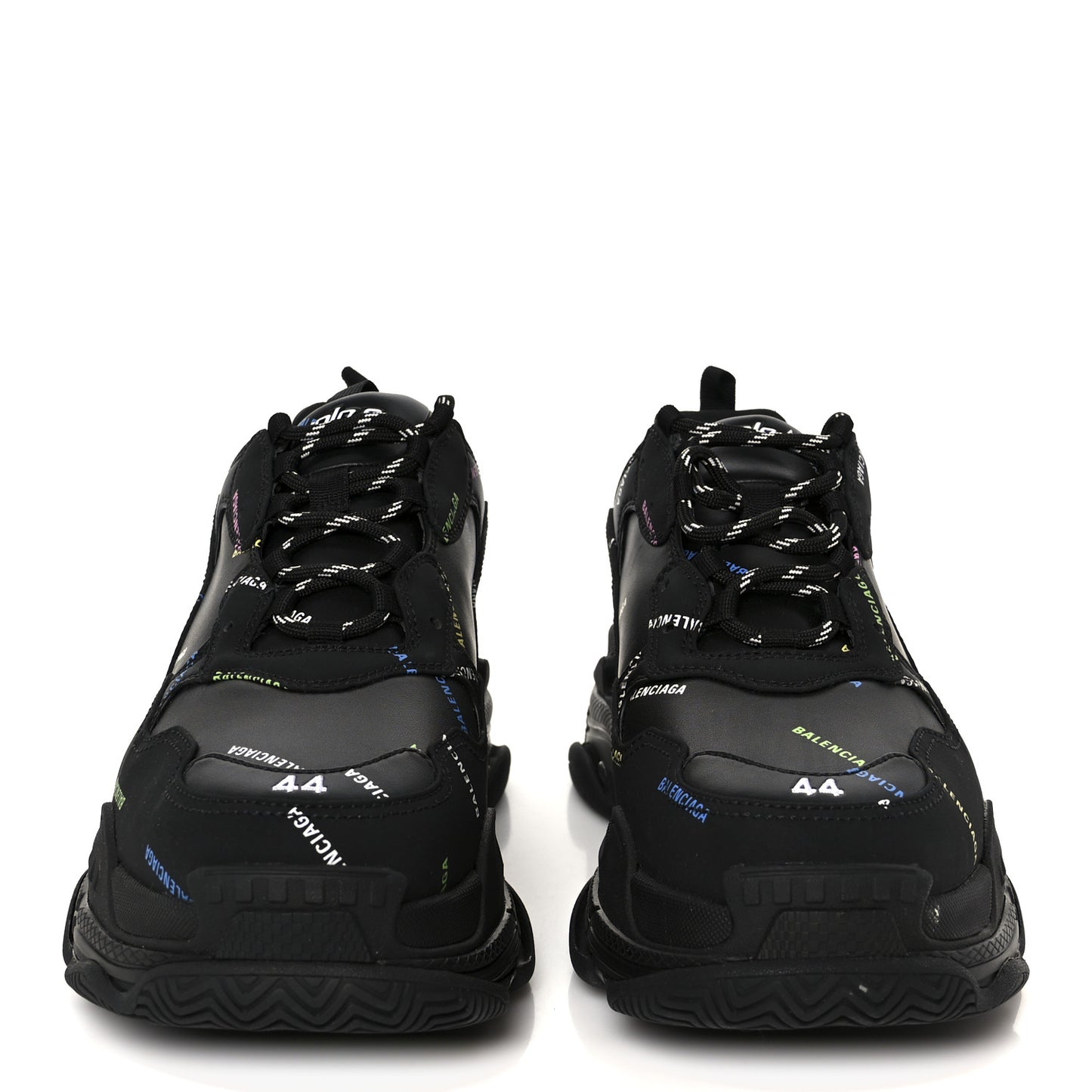 Technical Fabric Allover Logo Mens Triple S Sneakers 44 Black Multicolor