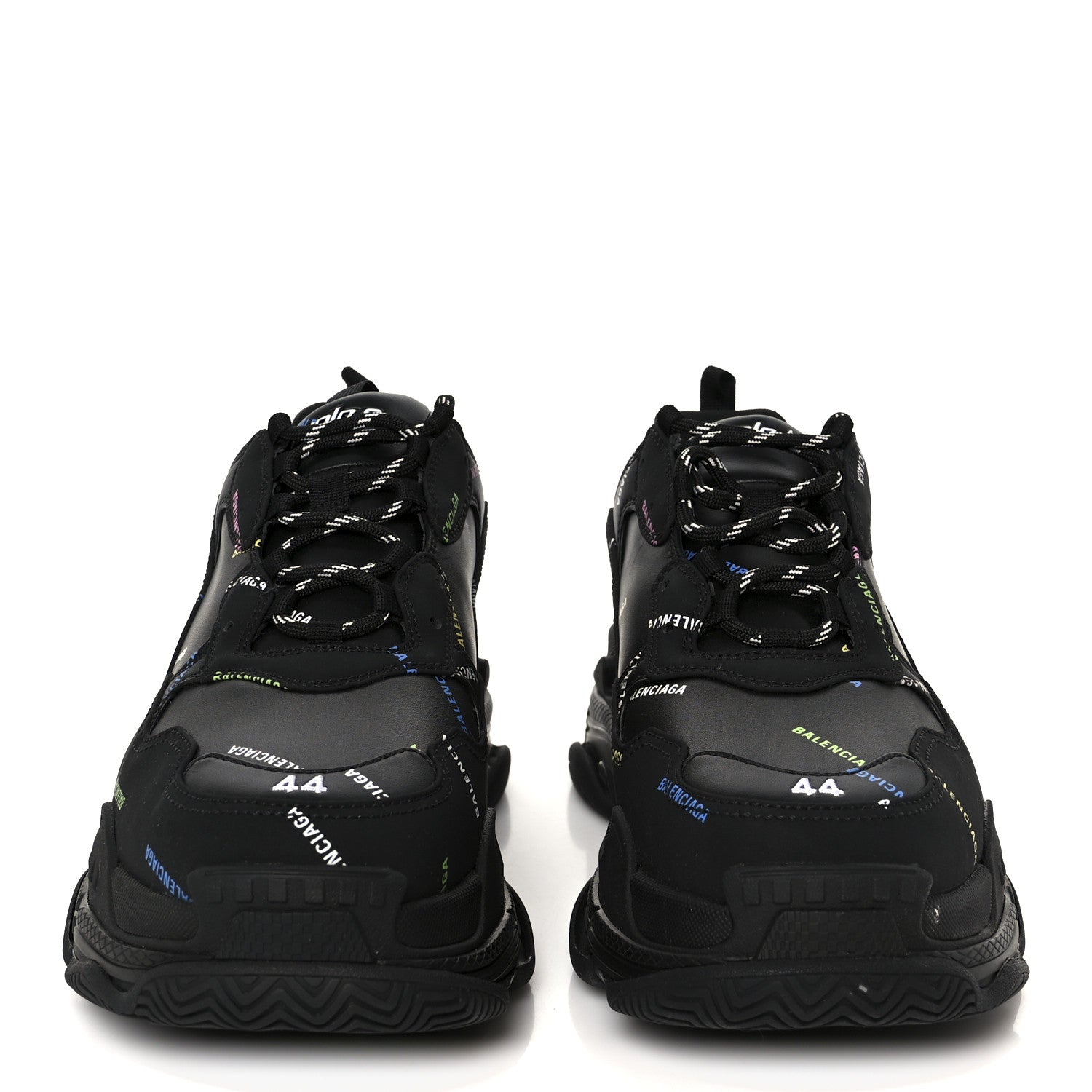 Balenciaga Technical Fabric Allover Logo Mens Triple S Sneakers 44 Black Multicolor 3 of 10