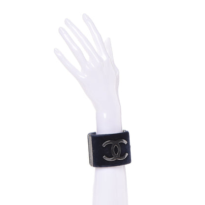 Chanel Velvet CC Cuff Silver Blue 2 of 5
