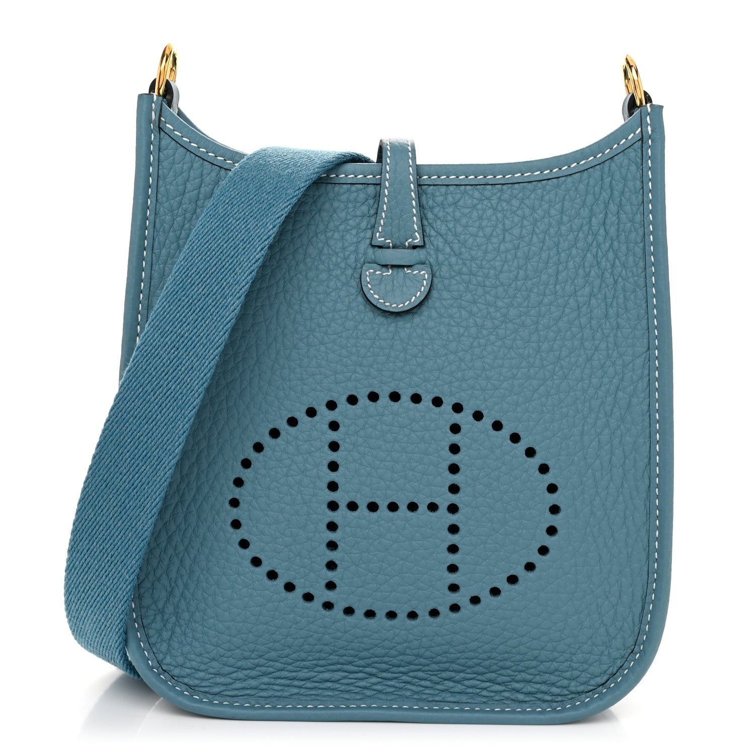 Hermes Taurillon Clemence Evelyne TPM New Blue Jean 1 of 11
