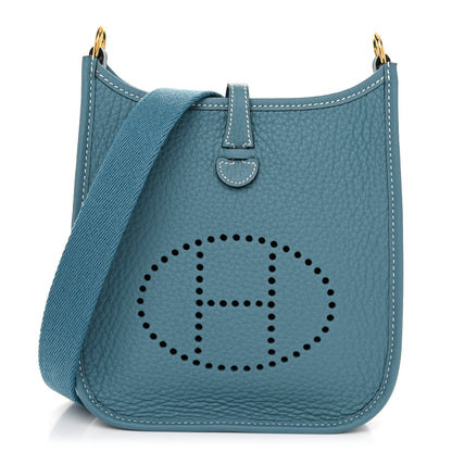 Hermes Taurillon Clemence Evelyne TPM New Blue Jean 1 of 11