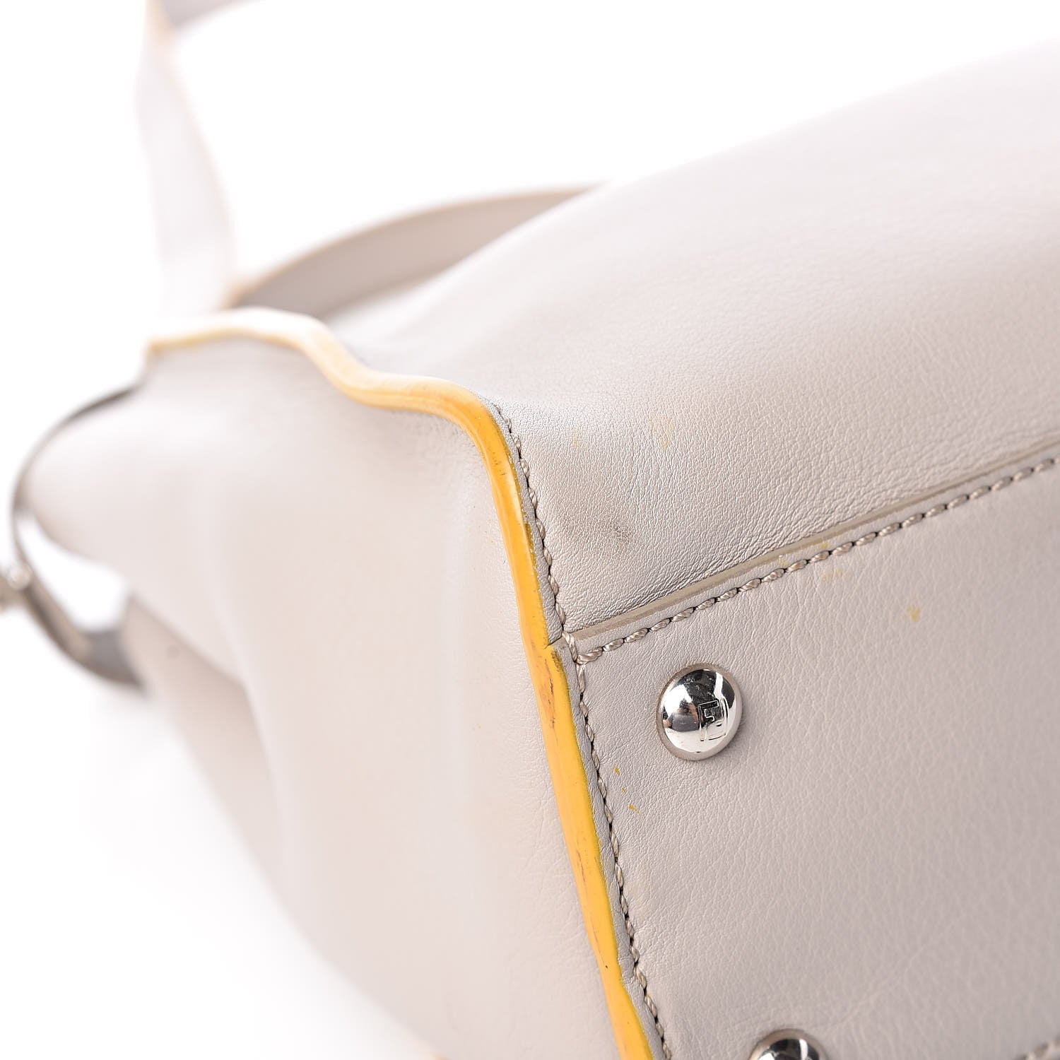 Fendi Vitello Seta Burro Medium Peekaboo Iconic Satchel Grigio Polvere Mattone 12 of 16