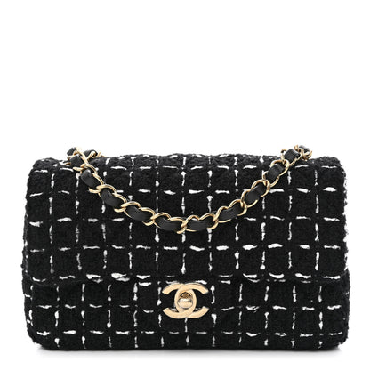 Chanel Tweed Quilted Mini Rectangular Flap Black White 1 of 11